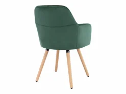 New Silla con brazos - Terciopelo y metal efecto madera - Verde oscuro - ELEANA Sillas Y Lotes De Sillas