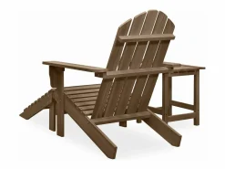 Clicnbuy Silla con otomana y mesa jardín Adirondack abeto macizo marrón