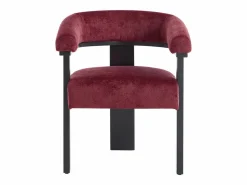 PASCAL MORABITO Silla con reposabrazos en tela bouclé y madera de hevea negra - Burdeos - LIVELIA Negro / Granate