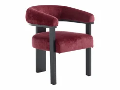 PASCAL MORABITO Silla con reposabrazos en tela bouclé y madera de hevea negra - Burdeos - LIVELIA Negro / Granate
