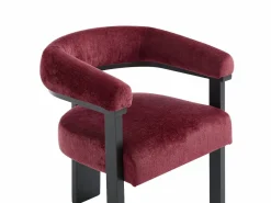 PASCAL MORABITO Silla con reposabrazos en tela bouclé y madera de hevea negra - Burdeos - LIVELIA Negro / Granate