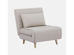 Discount Sweeek Silla convertible en cama tela base madera, 1 plaza Beige