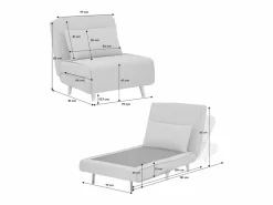 Discount Sweeek Silla convertible en cama tela base madera, 1 plaza Beige
