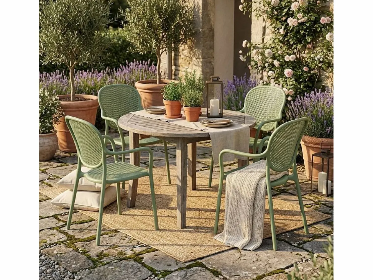 Hot AHD Silla de comedor moderna para bar, restaurante y cocina al aire libre en polipropileno Clara - oscuro Verde