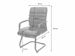 New MCW Silla de conferencia -H31 (juego de 6 unidades), cuero sintético Negro