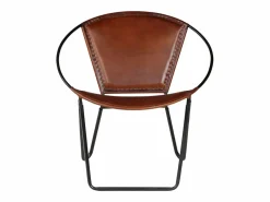 Clicnbuy Silla de cuero auténtico marrón