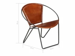 vidaxl Silla de cuero auténtico marrón