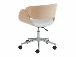 Online Vente-unique Silla de escritorio altura ajustable piel sintética y metal cromado roble y blanco JELS Color natural claro / Blanco