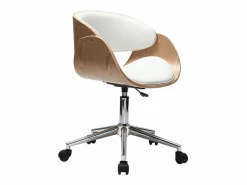 Hot Miliboo Silla de escritorio y madera clara con ruedas BENT Blanco