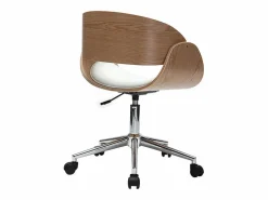 Hot Miliboo Silla de escritorio y madera clara con ruedas BENT Blanco