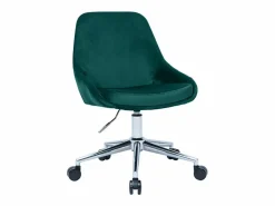 Miliboo Silla de escritorio de diseño ajustable 360º de terciopelo petróleo y metal negro HOLO