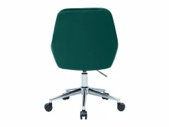 Miliboo Silla de escritorio de diseño ajustable 360º de terciopelo petróleo y metal negro HOLO