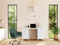 Best Silla de escritorio de terciopelo Verde Altura ajustable ELEANA Silla De Escritorio