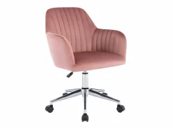 Vente-unique Silla de escritorio de terciopelo rosa ELEANA - Altura ajustable
