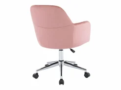 Vente-unique Silla de escritorio de terciopelo rosa ELEANA - Altura ajustable