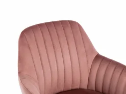Vente-unique Silla de escritorio de terciopelo rosa ELEANA - Altura ajustable