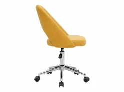Miliboo Silla de escritorio de tejido efecto aterciopelado texturizado mostaza y pata cromada COSETTE