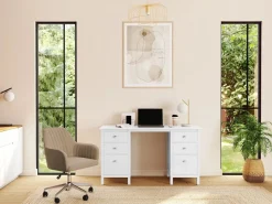 Vente-unique Silla de escritorio de terciopelo Altura ajustable ELEANA