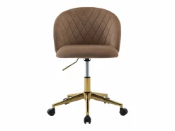 New Vente-unique Silla de escritorio en terciopelo y dorado altura ajustable - PORIANI Beige