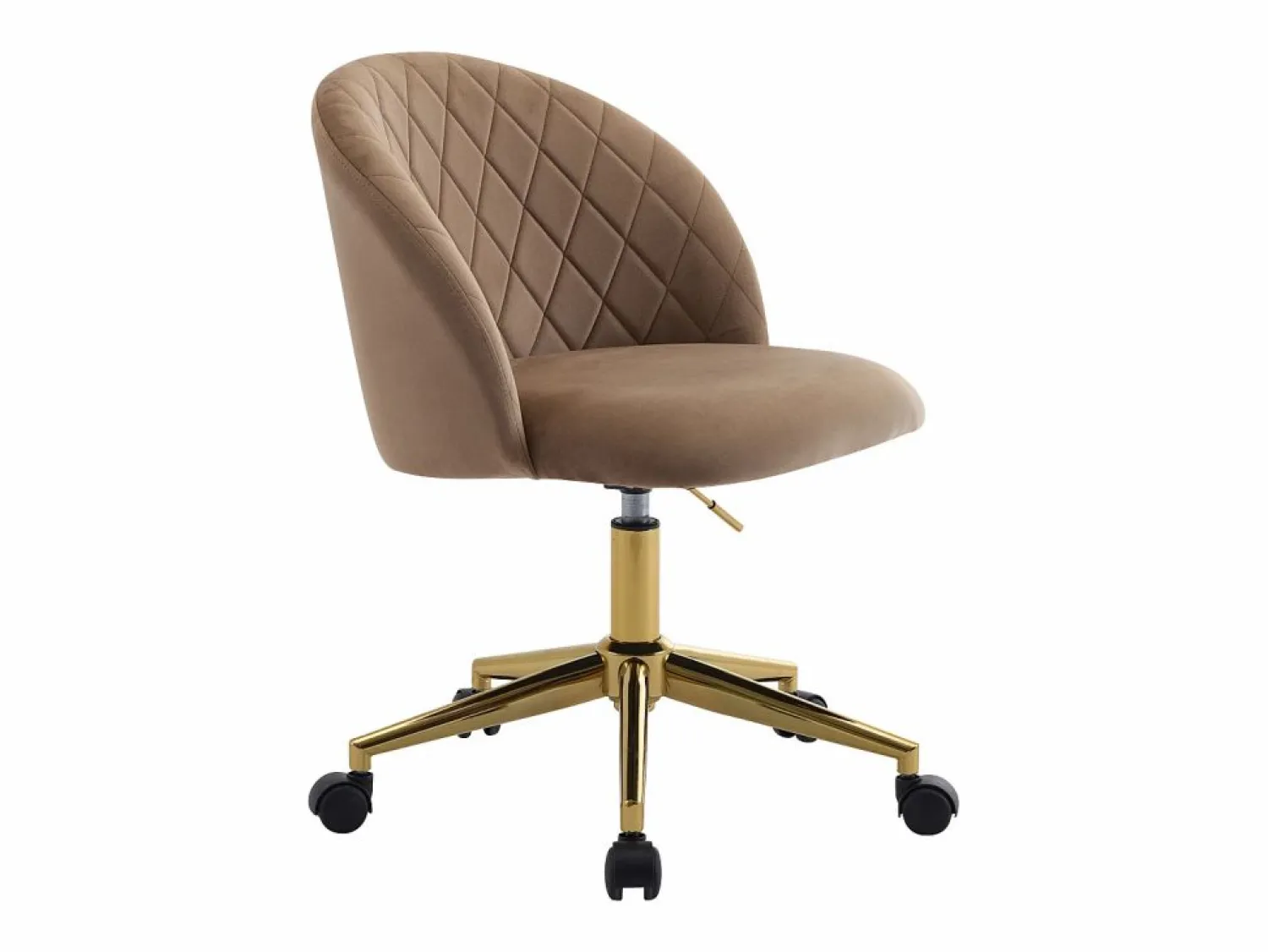 New Vente-unique Silla de escritorio en terciopelo y dorado altura ajustable - PORIANI Beige