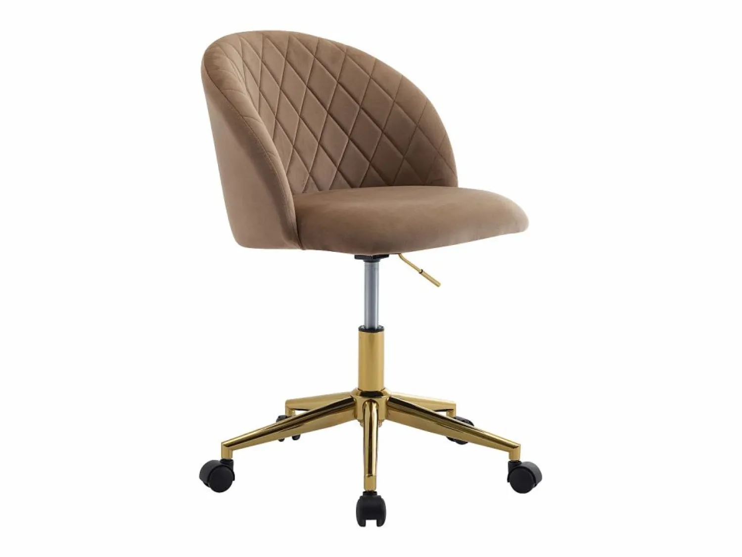 New Vente-unique Silla de escritorio en terciopelo y dorado altura ajustable - PORIANI Beige