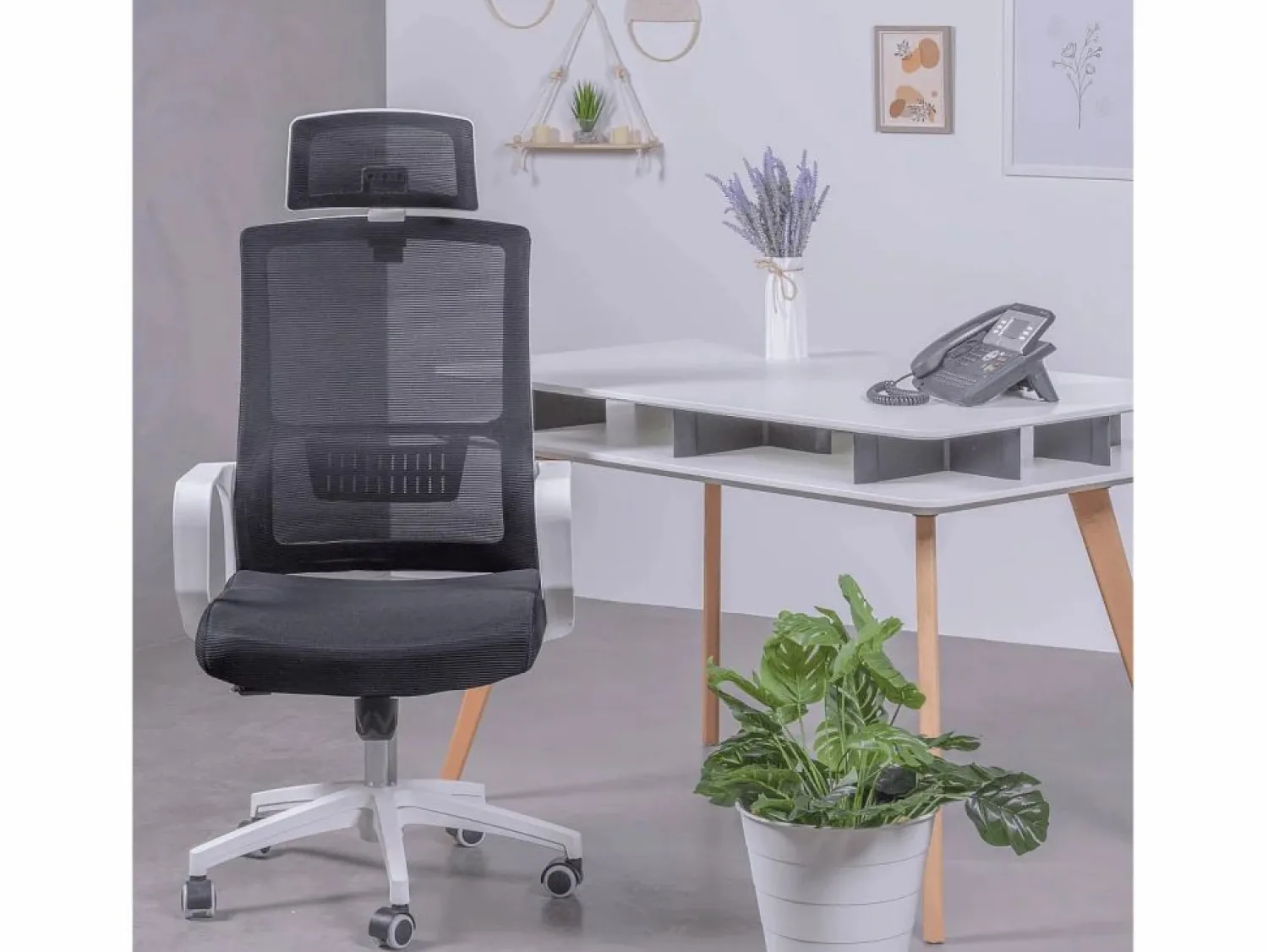 New Nest Dream Silla de escritorio ergonómica en malla transpirable y reposacabezas ajustable - Mesh - Negro