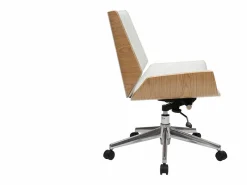 Clearance Miliboo Silla de escritorio madera clara y blanca CURVED Blanco