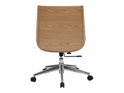 Clearance Miliboo Silla de escritorio madera clara y blanca CURVED Blanco