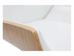 Clearance Miliboo Silla de escritorio madera clara y blanca CURVED Blanco