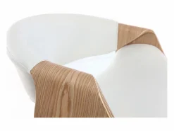 Outlet Silla de escritorio moderna polipiel blanca/madera clara ARAMIS Silla De Oficina