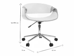 Outlet Silla de escritorio moderna polipiel blanca/madera clara ARAMIS Silla De Oficina