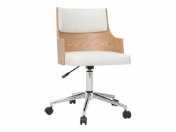 Online Silla de escritorio moderna blanca y madera clara con cojín integrado MAYOL Silla De Oficina