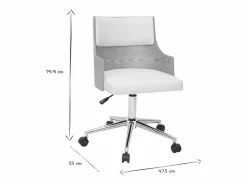 Online Silla de escritorio moderna blanca y madera clara con cojín integrado MAYOL Silla De Oficina