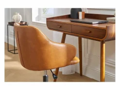 Online Miliboo Silla de escritorio moderno en tejido marrón HEMMY Marru00f3n