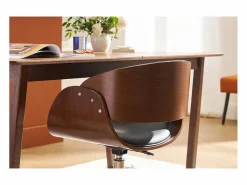 Discount Silla de escritorio nogal y negro con ruedas BENT Silla De Oficina