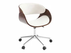 Clearance Silla de escritorio nogal y blanco con ruedas BENT Silla De Oficina