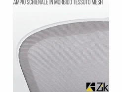 Hot Silla de escritorio reclinable giratoria ergonómica de oficina con reposabrazos, ajustable en tela, - ZIK Blanco