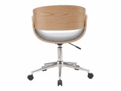Miliboo Silla de escritorio tejido claro y madera clara con ruedas BENT