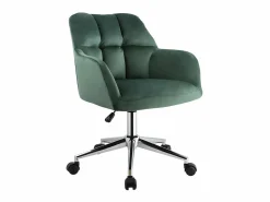 Vente-unique Silla de escritorio terciopelo verde altura regulable PEGA