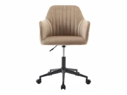 Vente-unique Silla de escritorio terciopelo y negro altura ajustable - ELEANA