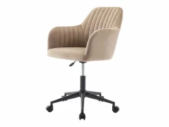 Vente-unique Silla de escritorio terciopelo y negro altura ajustable - ELEANA