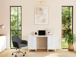 Vente-unique Silla de escritorio terciopelo ELEANA Altura ajustable