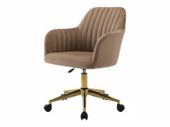 Vente-unique Silla de escritorio terciopelo y dorado altura ajustable - ELEANA Beige