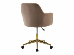 Vente-unique Silla de escritorio terciopelo y dorado altura ajustable - ELEANA Beige