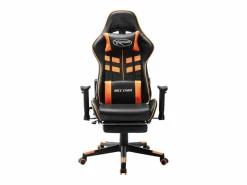 vidaxl Silla de gaming con reposapiés cuero sintético negro y