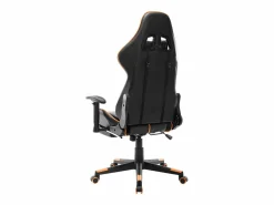 vidaxl Silla de gaming con reposapiés cuero sintético negro y