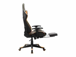 vidaxl Silla de gaming con reposapiés cuero sintético negro y