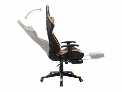 vidaxl Silla de gaming con reposapiés cuero sintético negro y