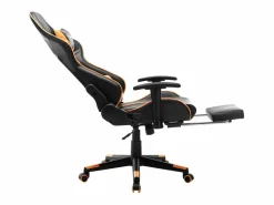 vidaxl Silla de gaming con reposapiés cuero sintético negro y