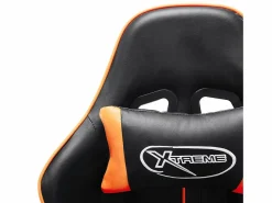 vidaxl Silla de gaming con reposapiés cuero sintético negro y
